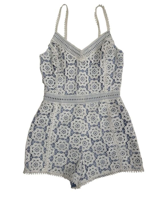 Endless Rose Pants - Endless Rose White Floral Guipure Lace Romper Size S